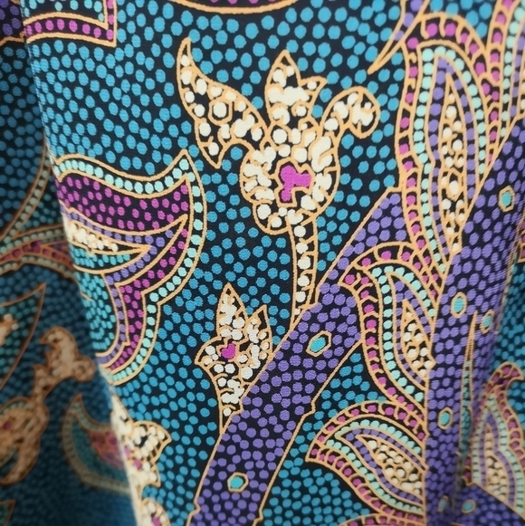 80s vintage green paisley print loose fitted dress - Picture 7 of 9